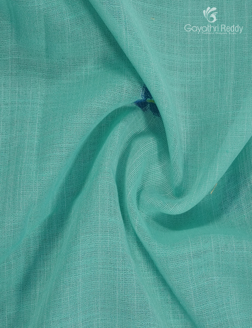 Pure Linen Saree in Sea Foam Green