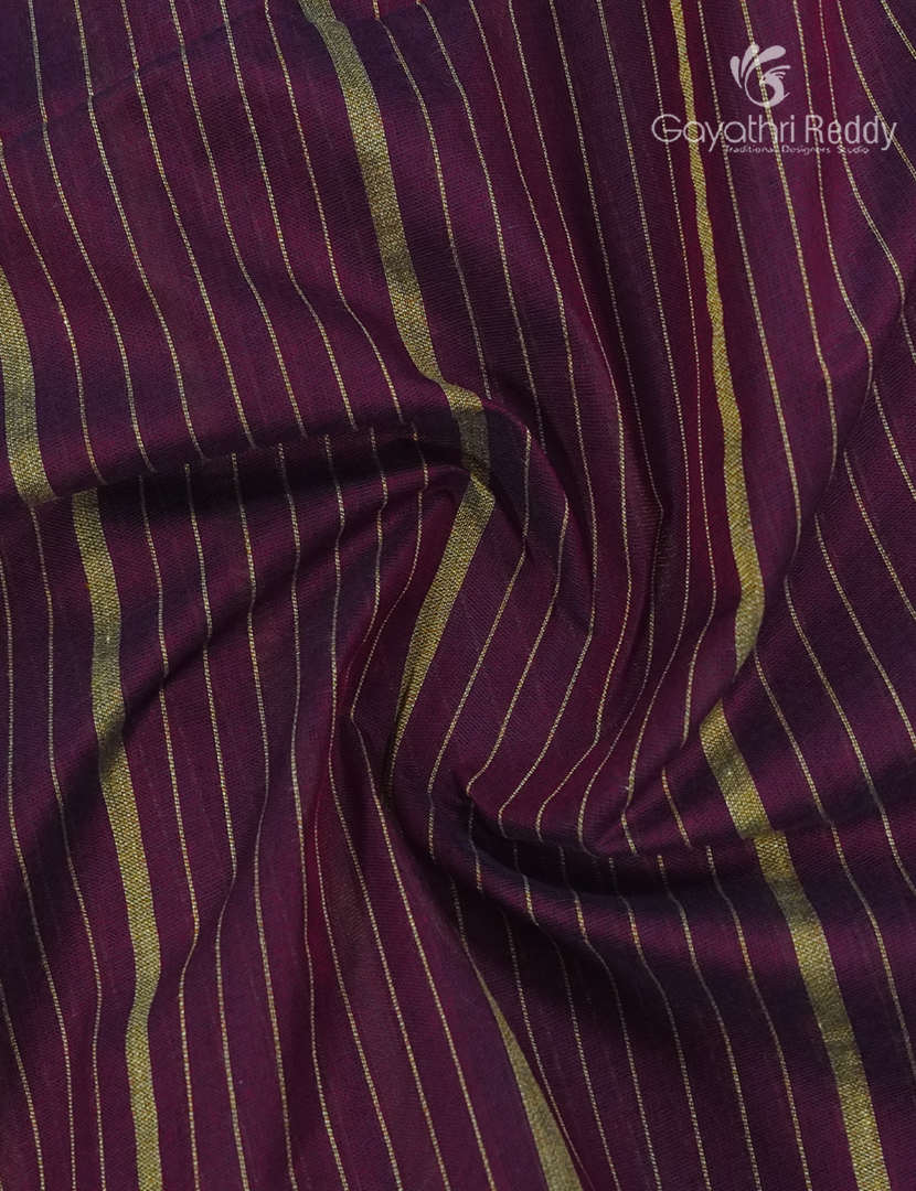 Pure Handloom Cotton Saree in Deep Burgundy