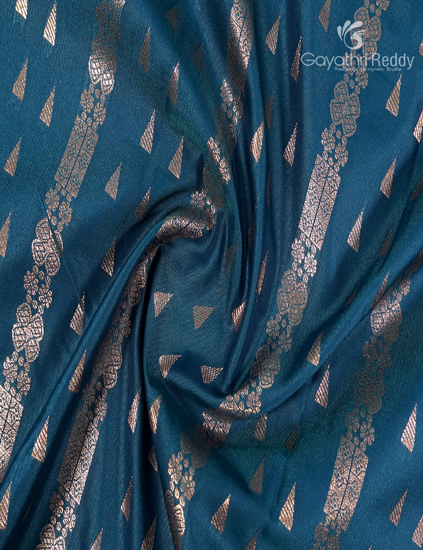 Semi Kanchipuram Art Silk Saree in Deep Peacock Blue