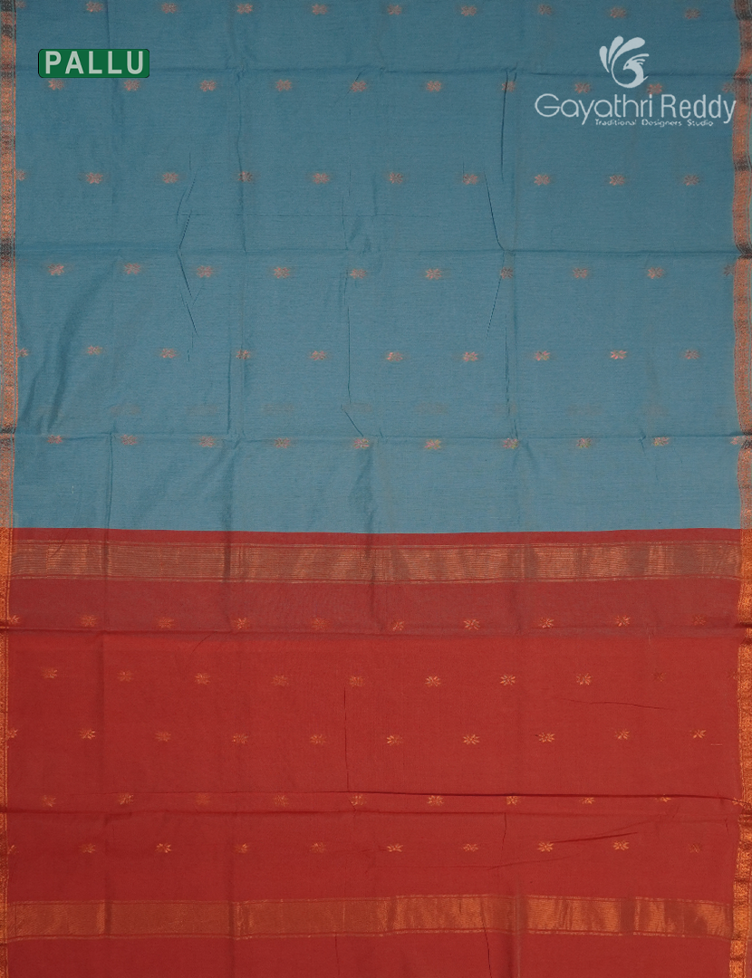 Sico Saree in Sky Blue and Cherry Red