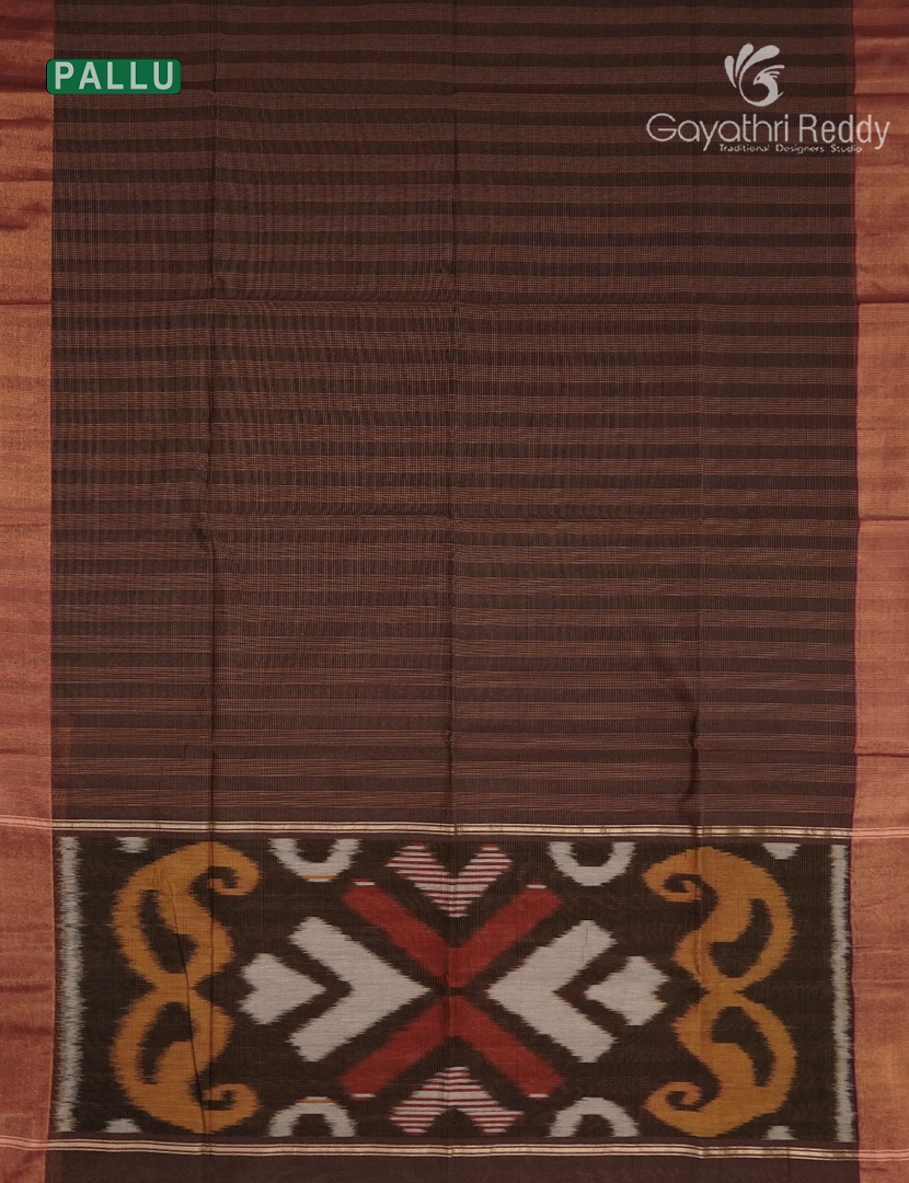 Semi Ikat Sico Saree in Brown