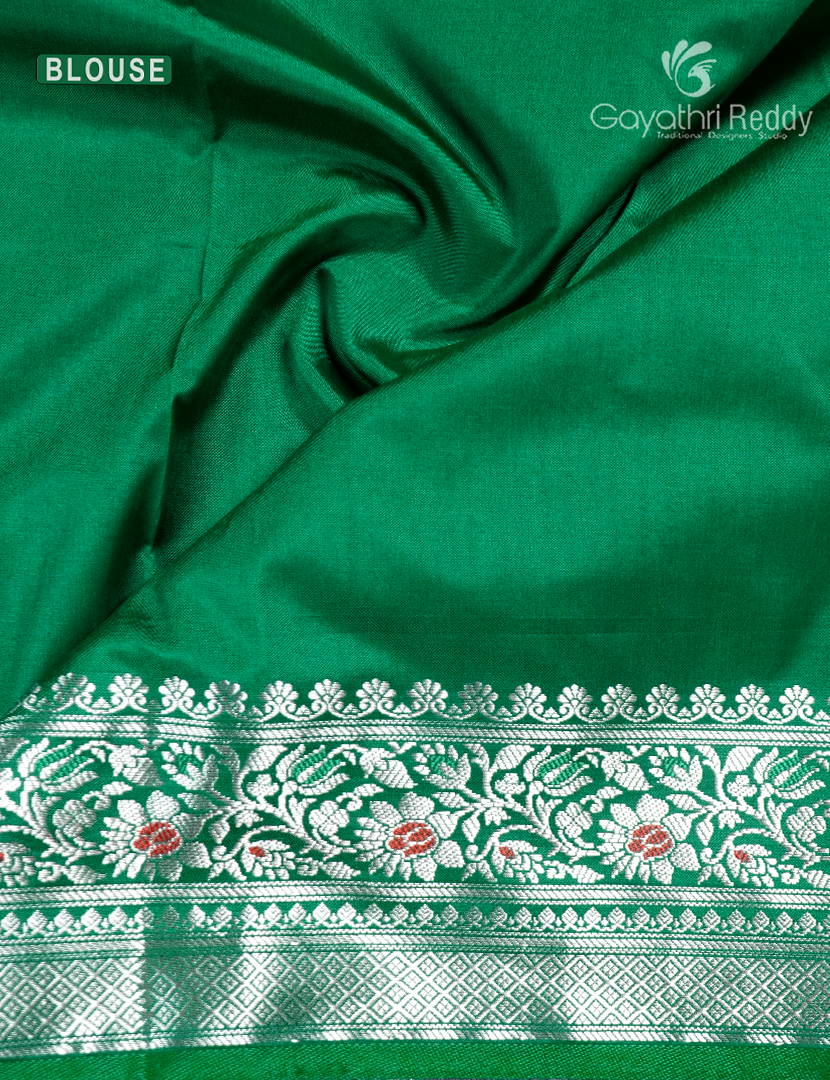 Semi Banaras Katan Silk Saree in Lilac and Green