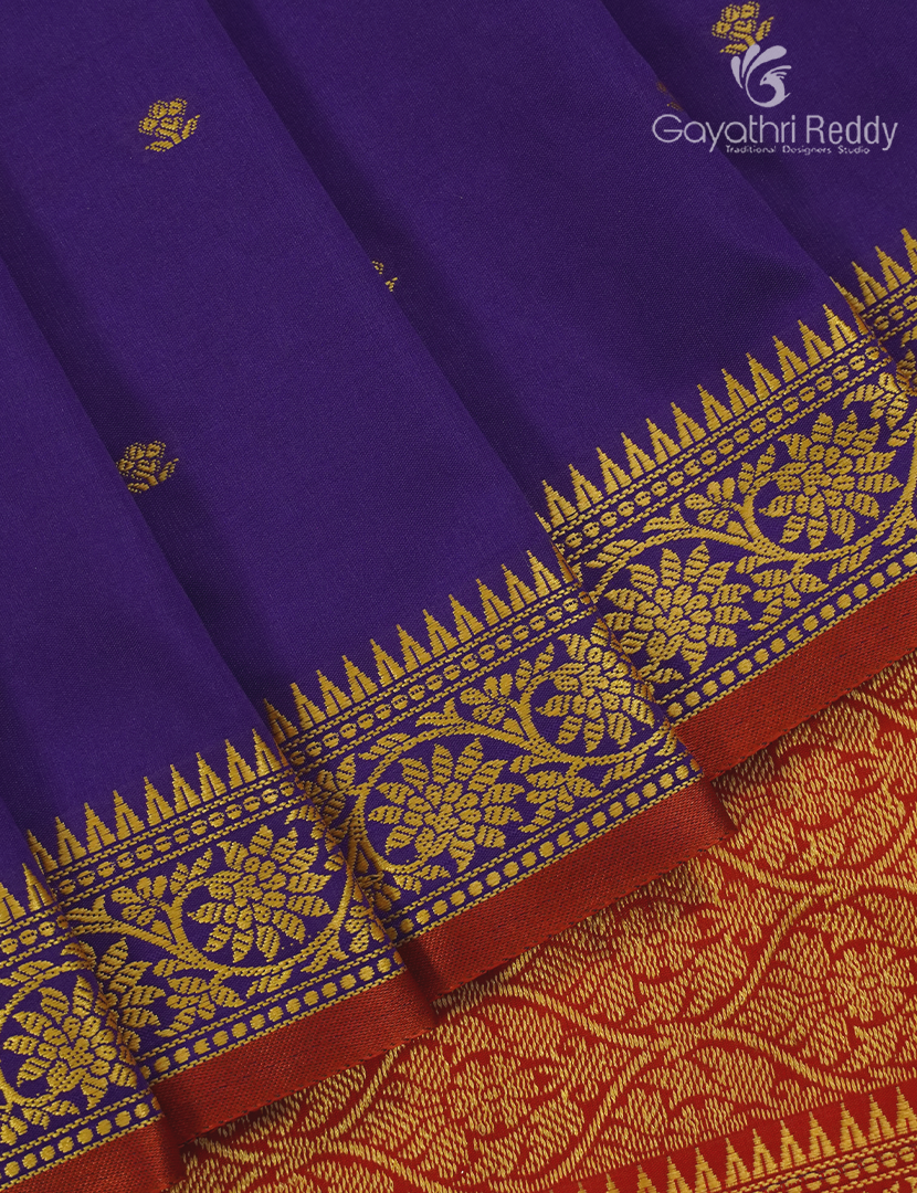 Semi Katan Silk Saree in Deep Purple