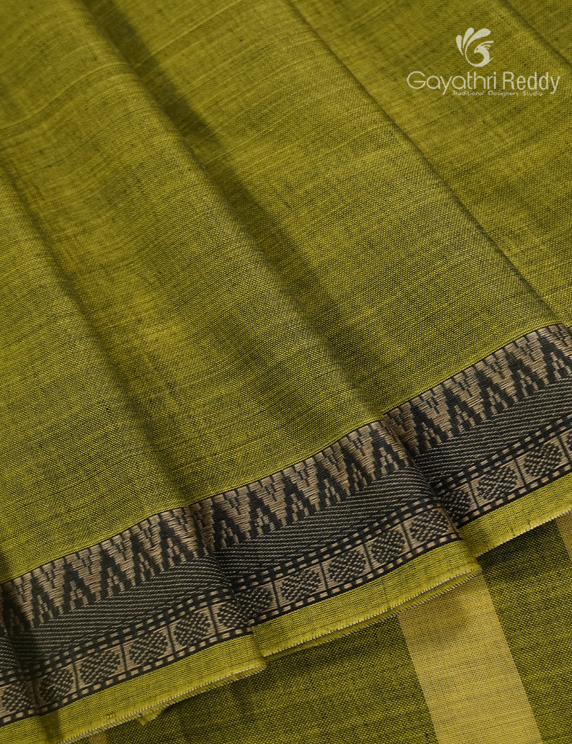 Pure Narayanpet Cotton Saree in Leaf Green