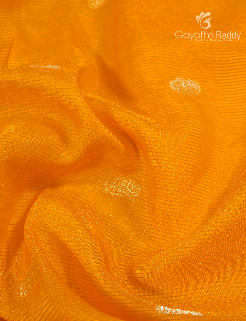 Semi Mysore Crepe Saree in Yellow and Brown