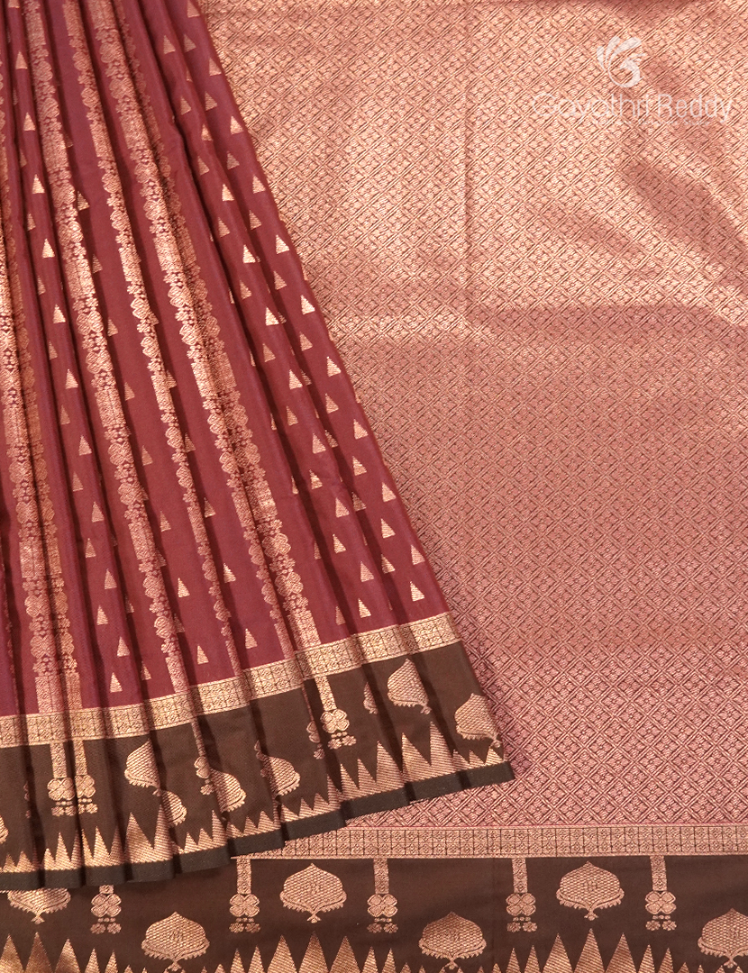 Semi Kanchipuram Art Silk Saree in Rust