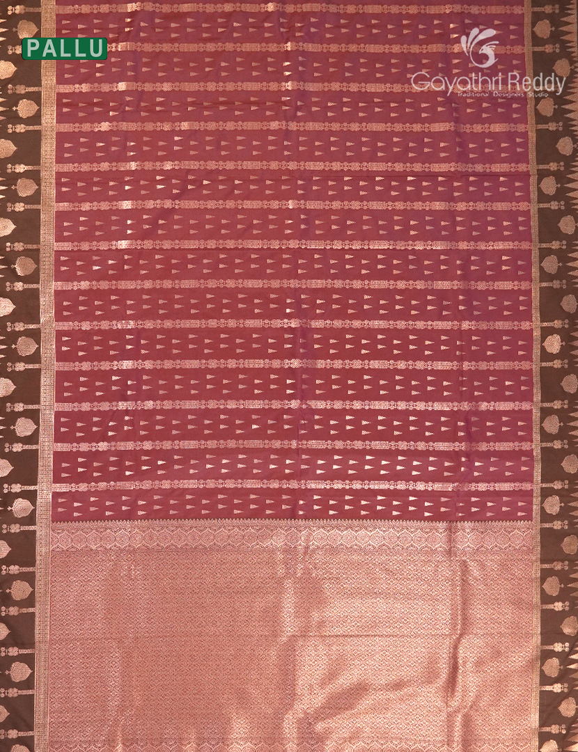 Semi Kanchipuram Art Silk Saree in Rust