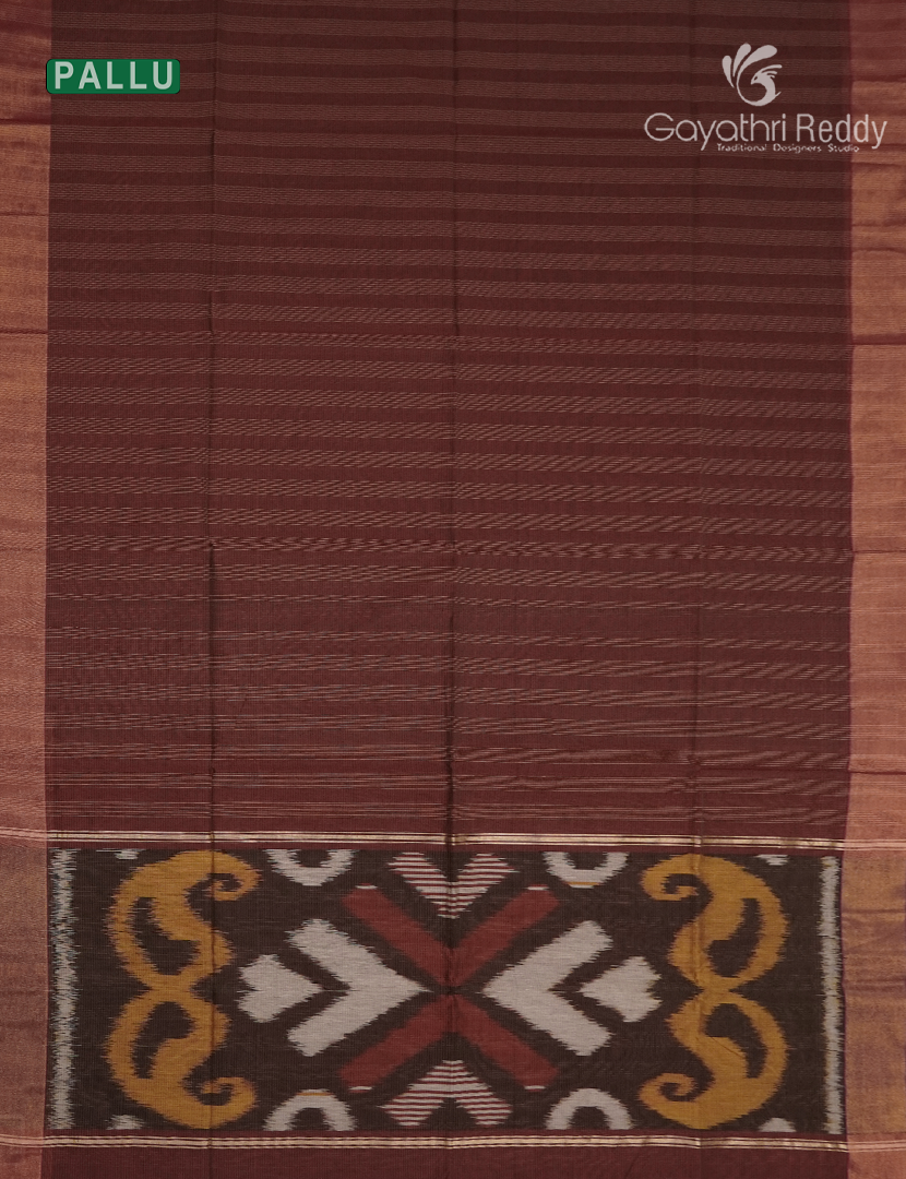 Semi Ikat Sico Saree in Rust Brown