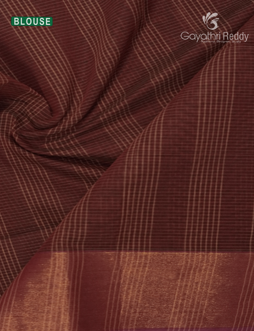 Semi Ikat Sico Saree in Rust Brown
