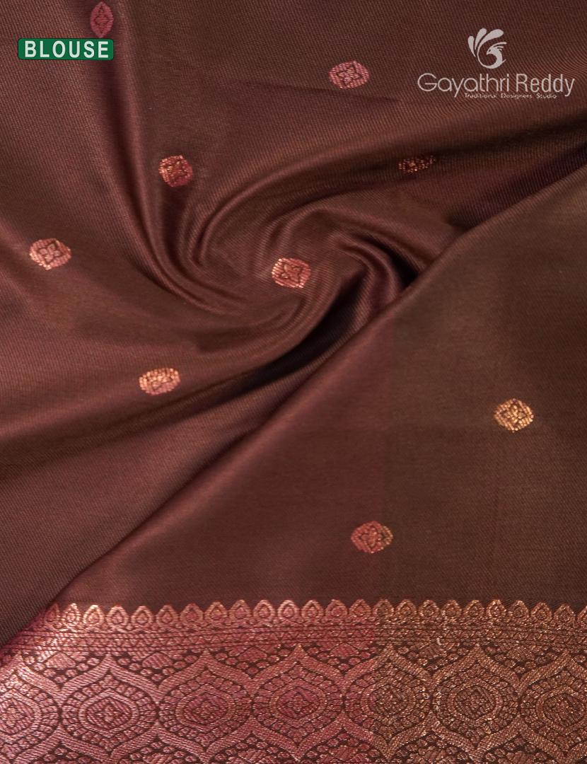 Semi Kanchipuram Art Silk Saree in Rust