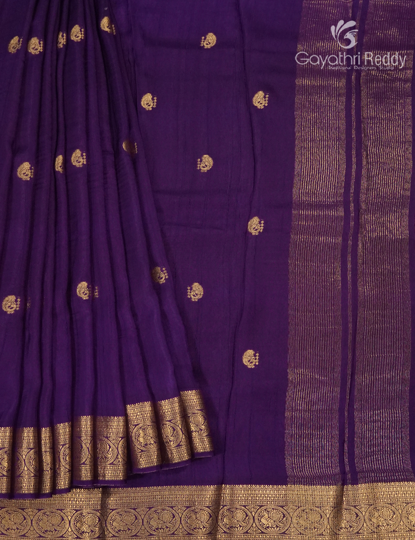 Semi Mysore Crepe Saree in Purple