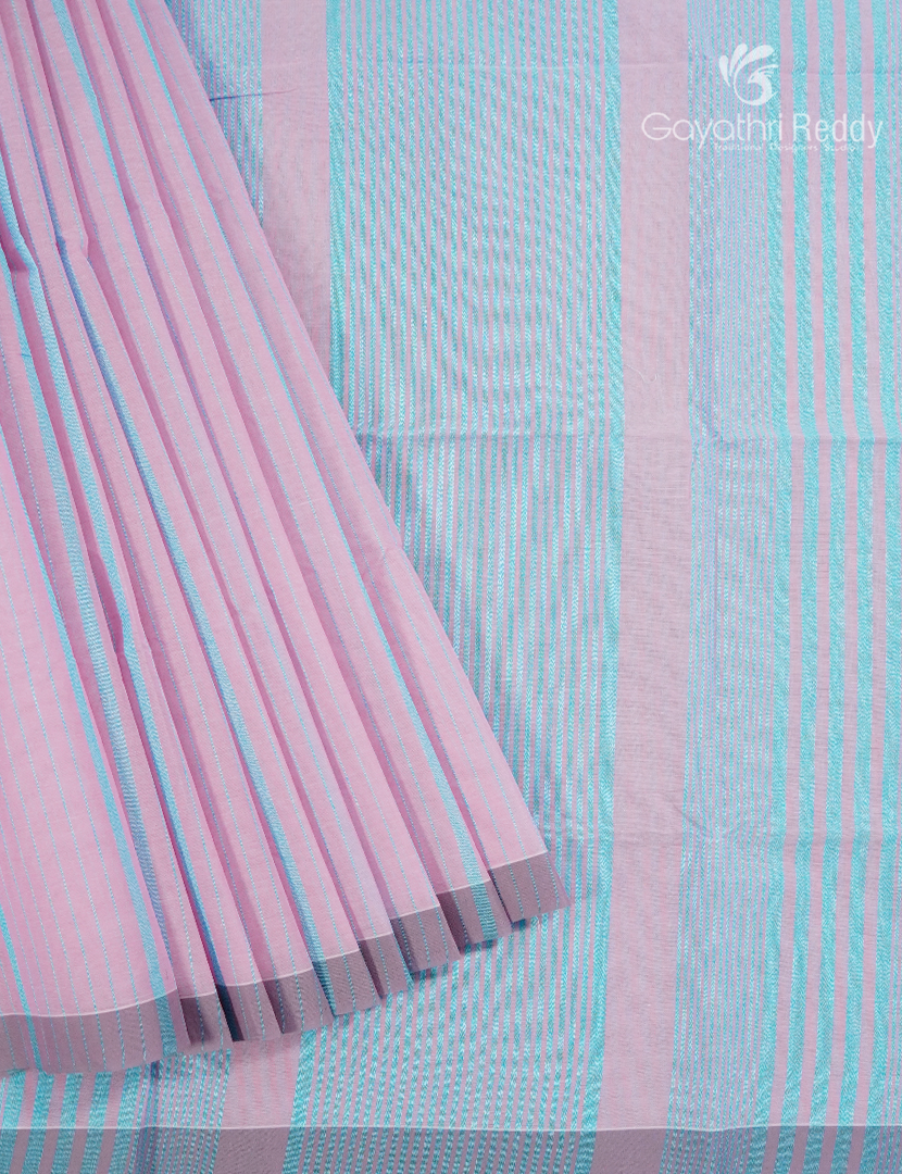 Pure Handloom Cotton Saree in Baby Pink