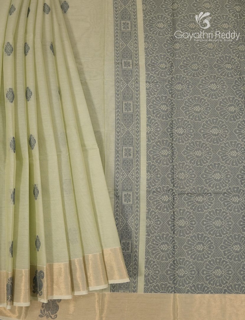 Pure Kanchi Cotton Saree in Pista Green