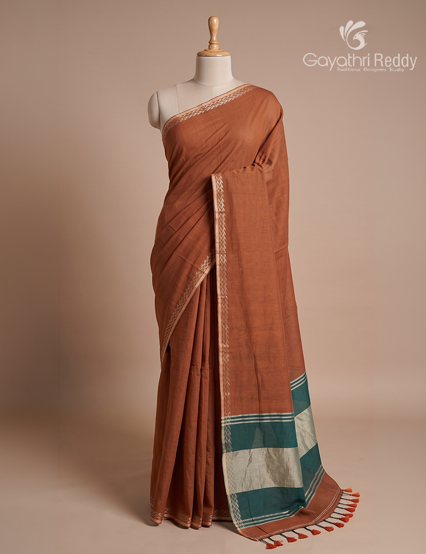 Jamdani Cotton Saree in Deep Mustard