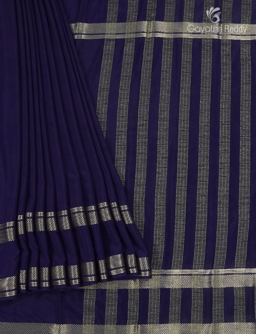 Semi Mysore Crepe Saree in Deep Navy Blue