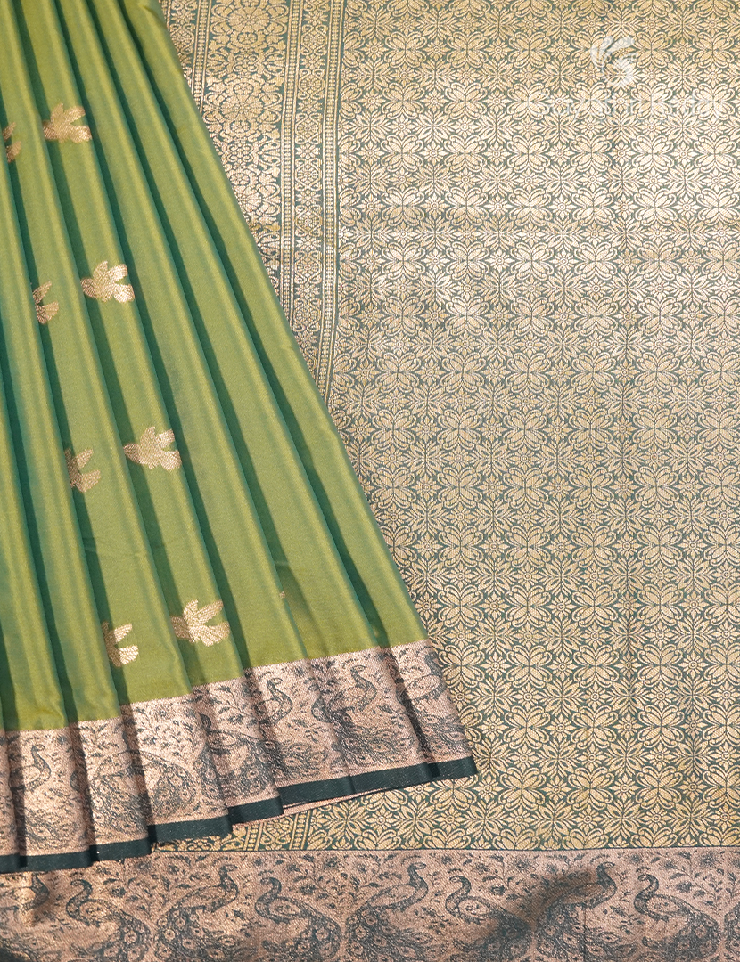 Semi Kanchipuram Art Silk Saree in Pista Green