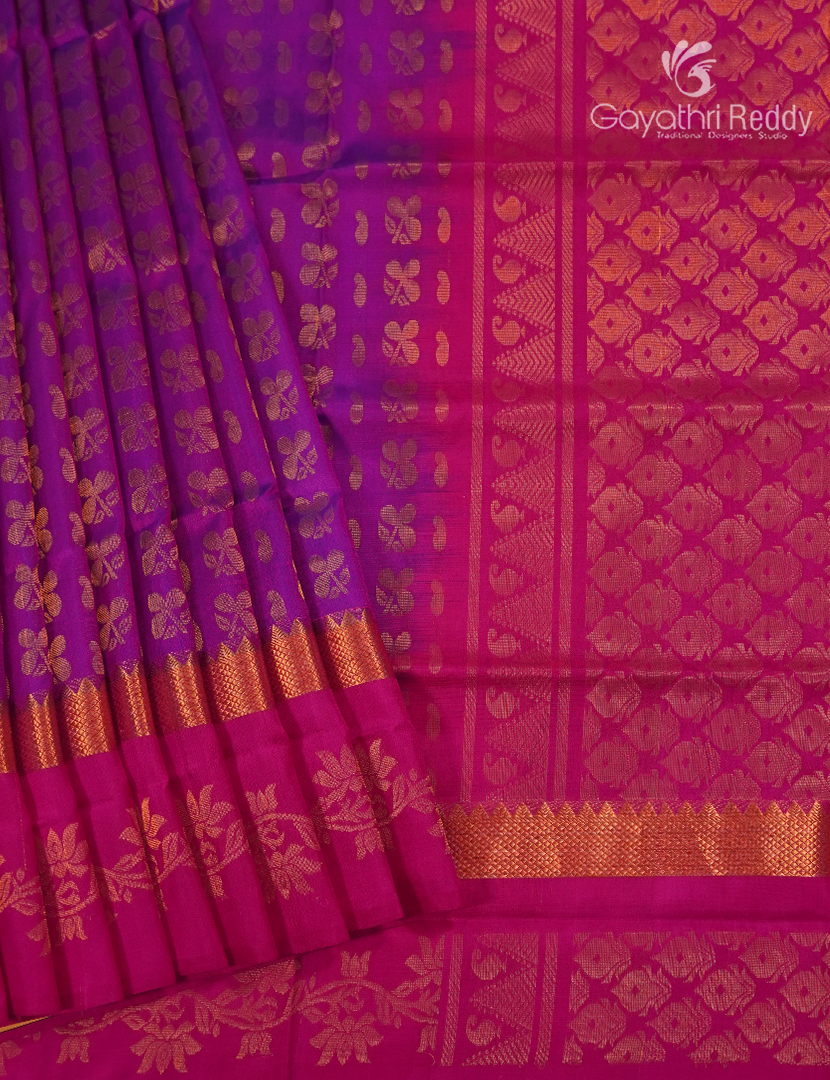 Pure Uppada Silk Saree in Purple and Pink