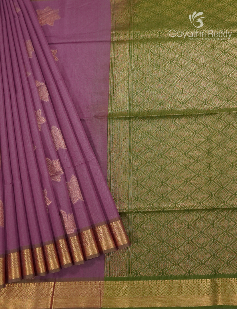 Kanchipuram Sico Saree in Deep Onion Pink and Green