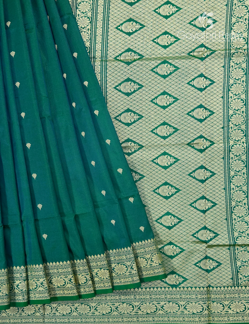 Pure Banaras Katan Silk Saree in Deep Rama Green