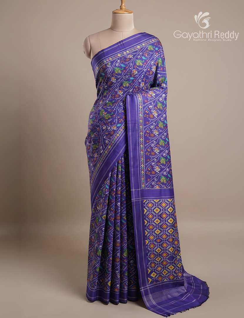 Pure Ikat Silk Saree in Violet