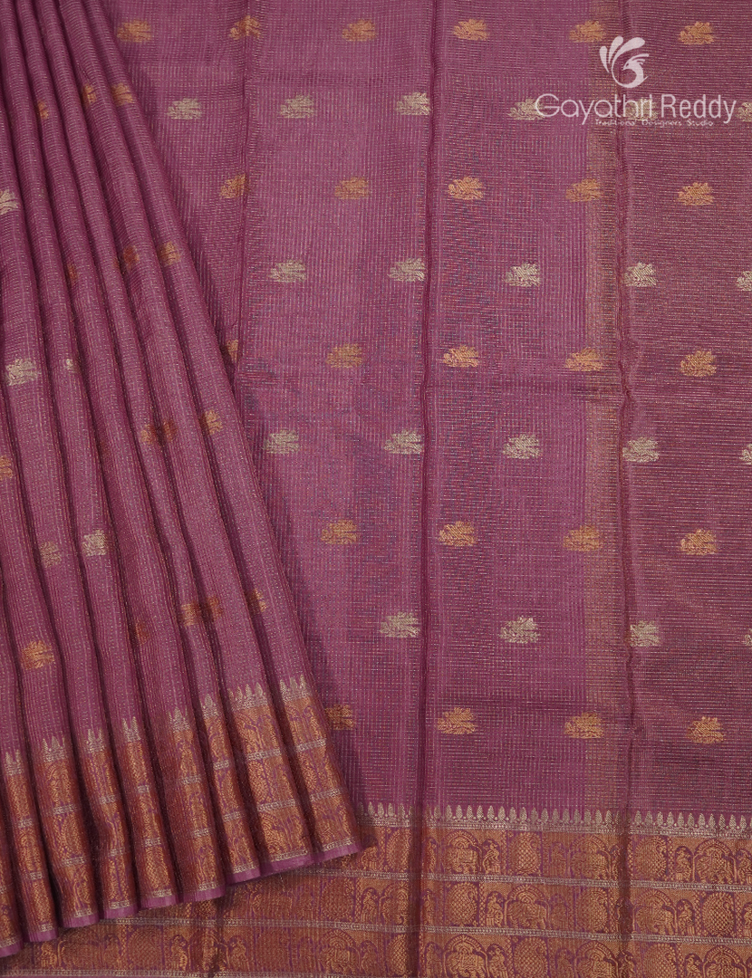 Semi Mysore Crepe Saree in Deep Mauve