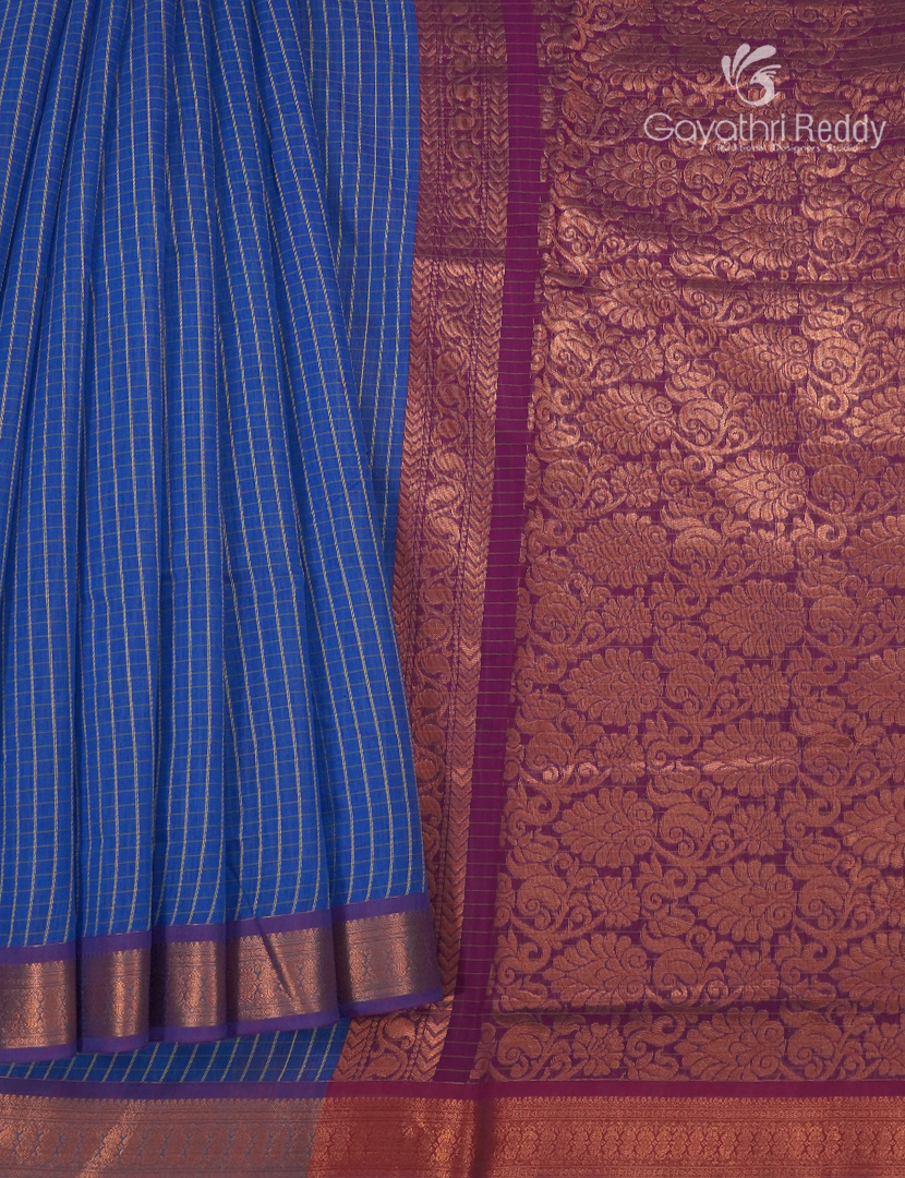 Kanchipuram Sico Saree in Blue and Magenta