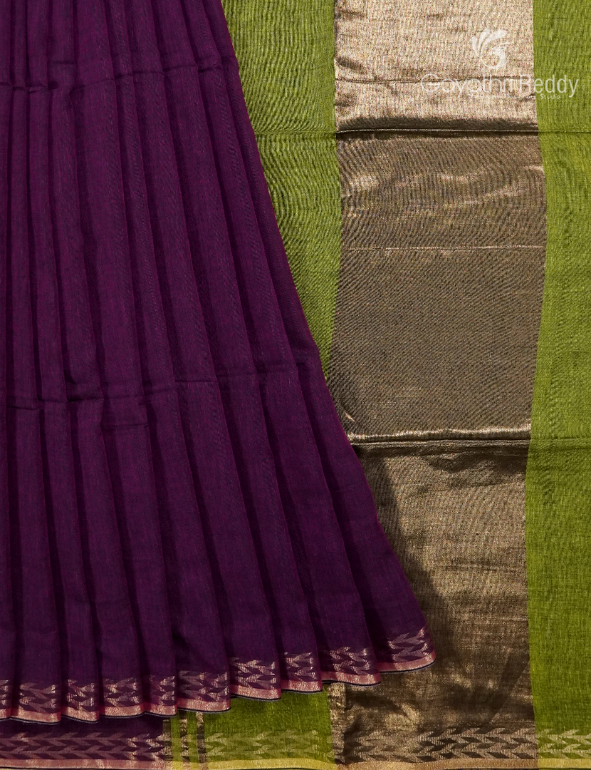 Jamdani Cotton Saree in Deep Violet