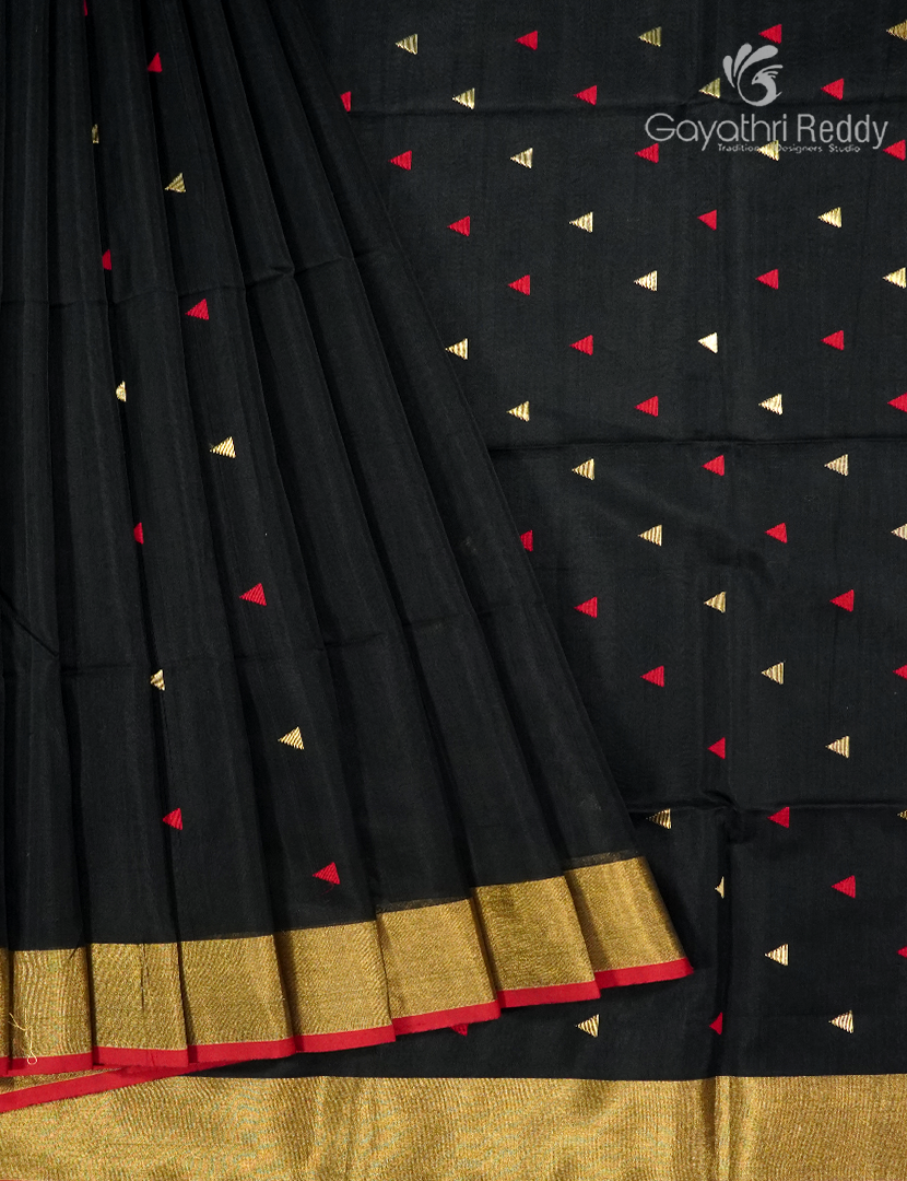 Pure Chanderi Sico Saree in Black