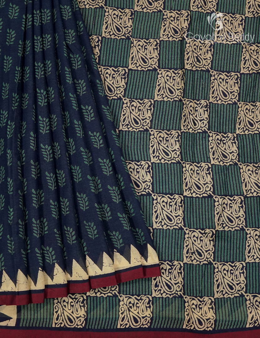 Vidharbha Cotton Saree in Indigo Blue