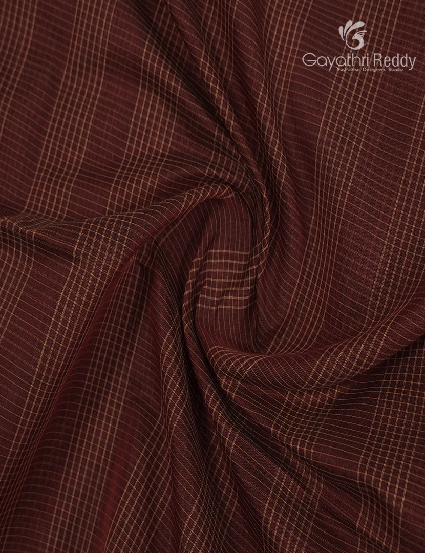 Semi Ikat Sico Saree in Rust Brown