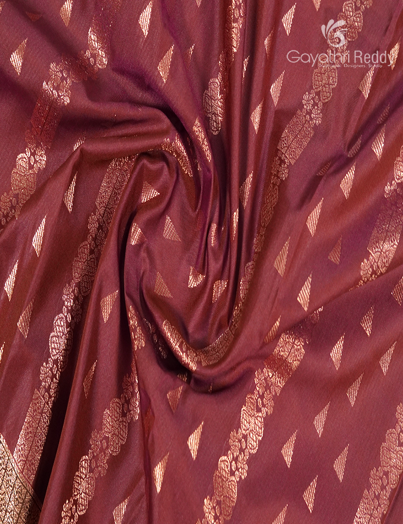 Semi Kanchipuram Art Silk Saree in Rust