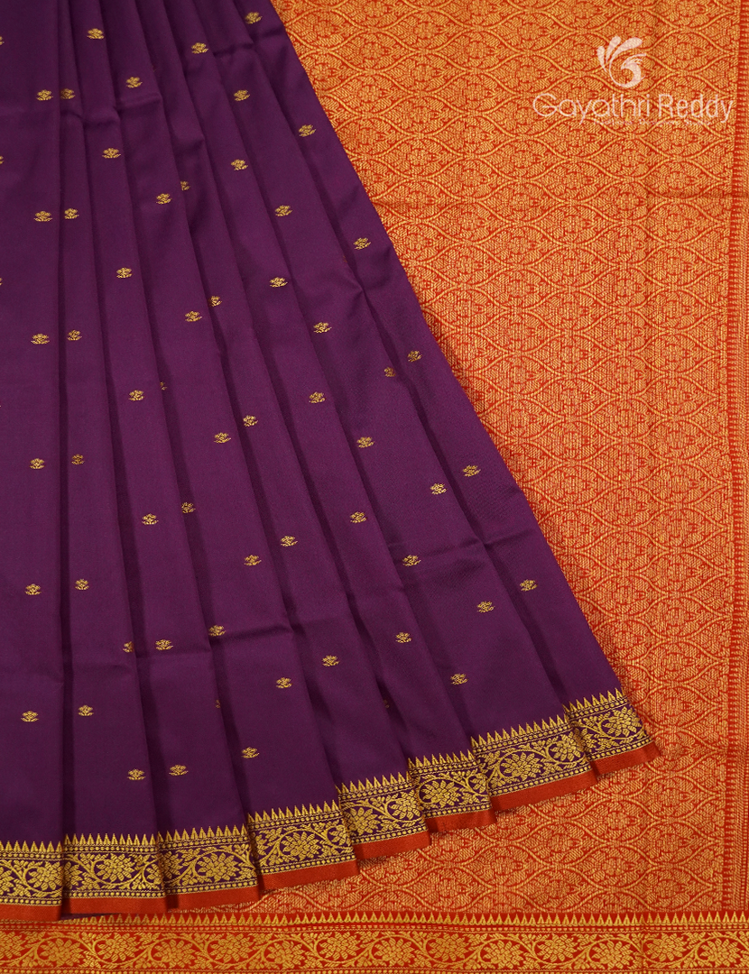 Semi Katan Silk Saree in Deep Violet