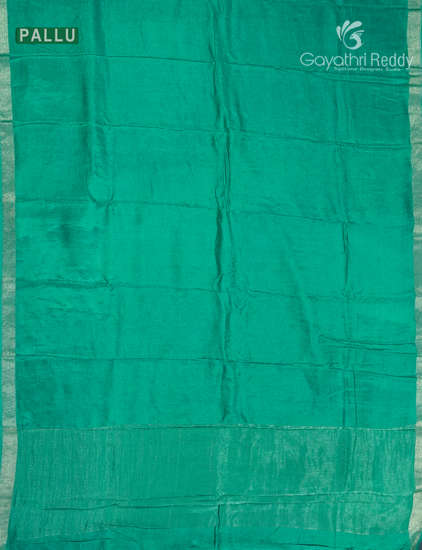 Semi Mysore Crepe Saree in Sea Foam Green