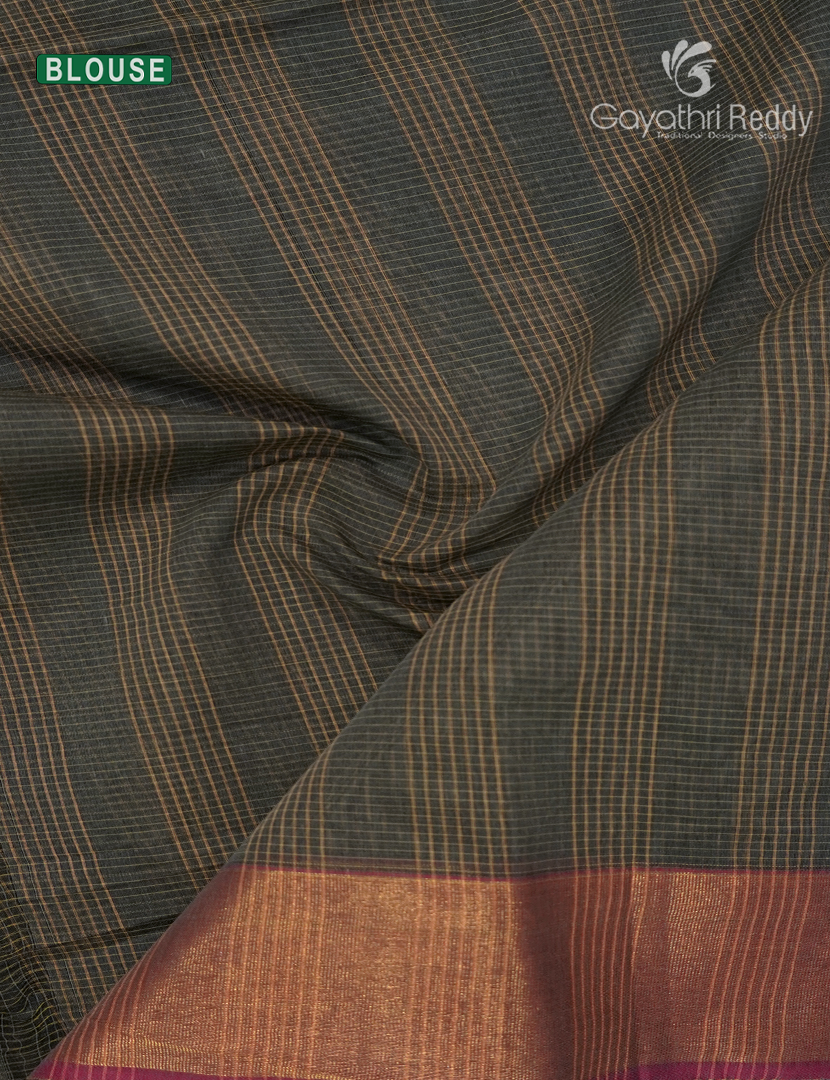 Semi Ikat Sico Saree in Olive Grey