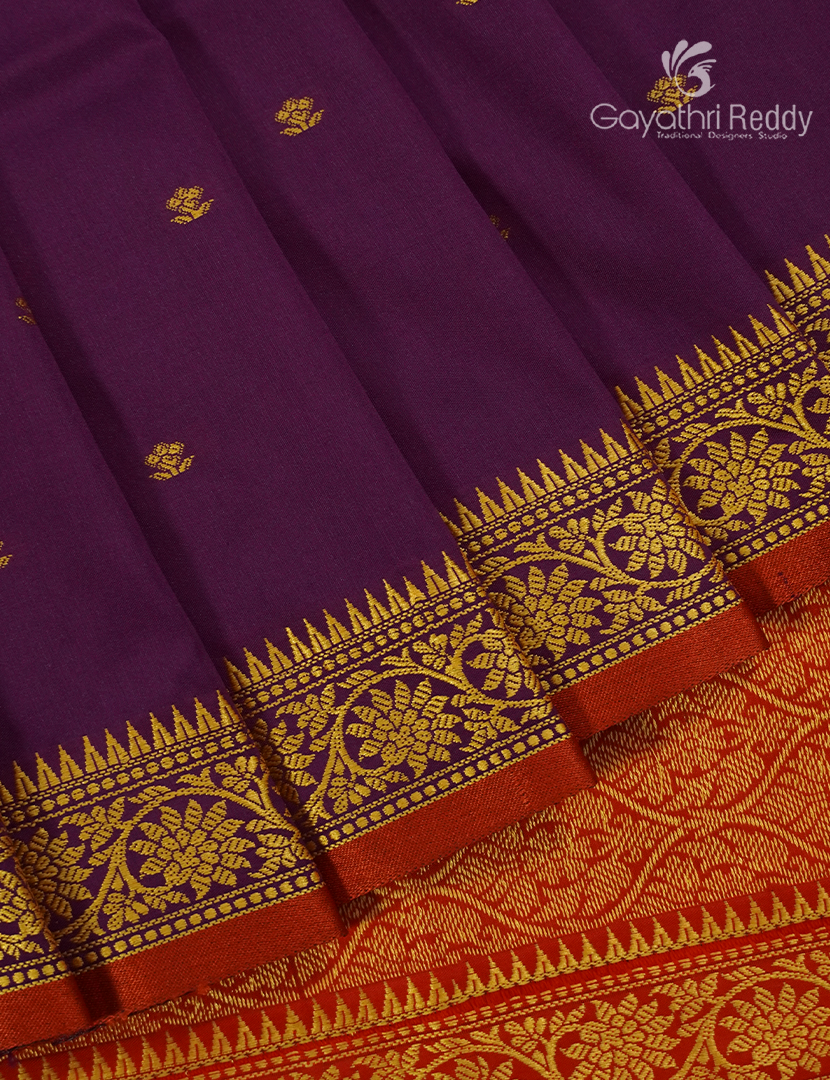 Semi Katan Silk Saree in Deep Violet