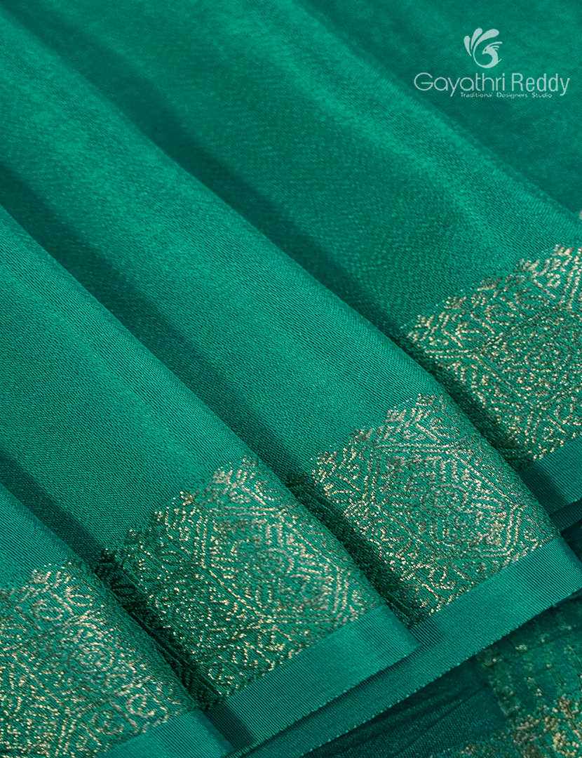 Semi Mysore Crepe Saree in Sea Foam Green