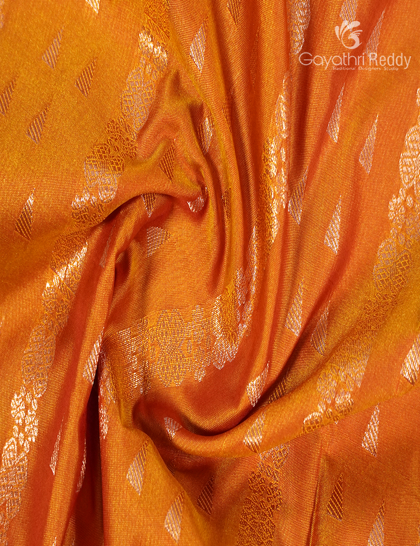 Semi Kanchipuram Art Silk Saree in Orange