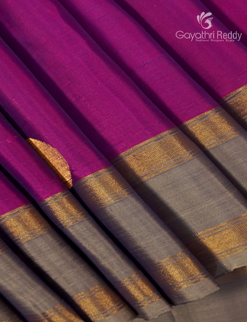 Pure Kanchipuram Soft Silk Saree in Pink and Grey
