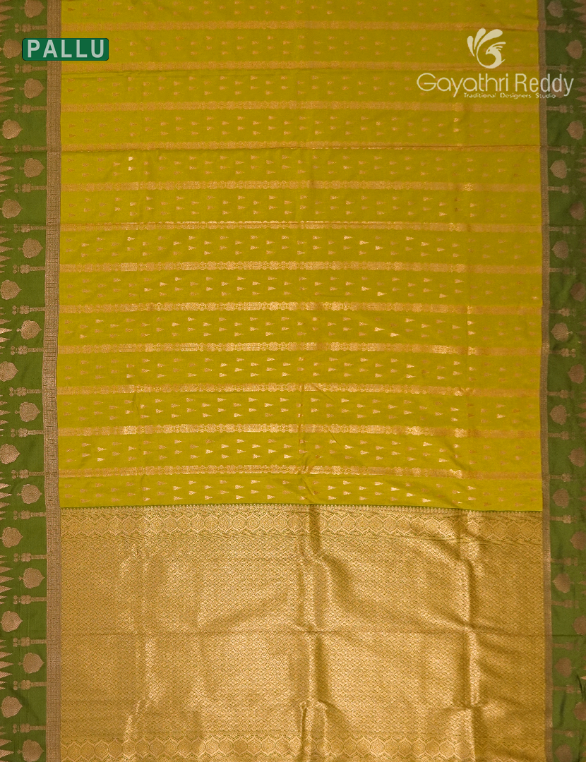 Semi Kanchipuram Art Silk Saree in Lime yellow