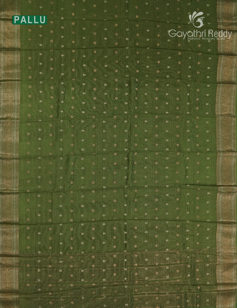 Semi Mysore Crepe Saree in Olive Green