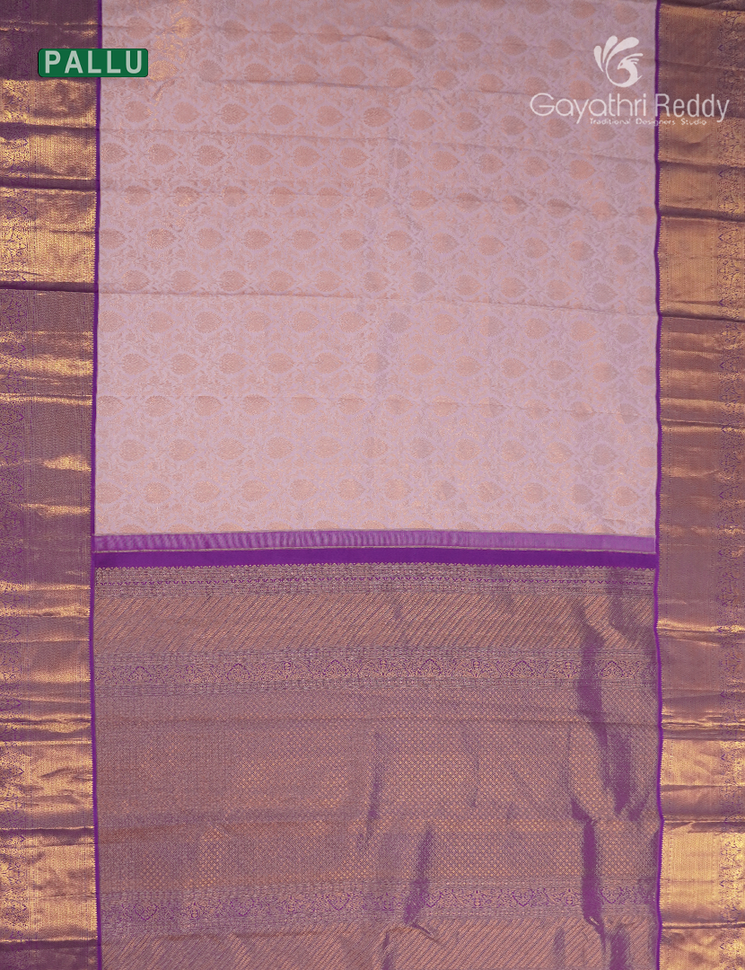 Pure Kanchipuram Bridal Silk Saree in Baby Pink and Purple