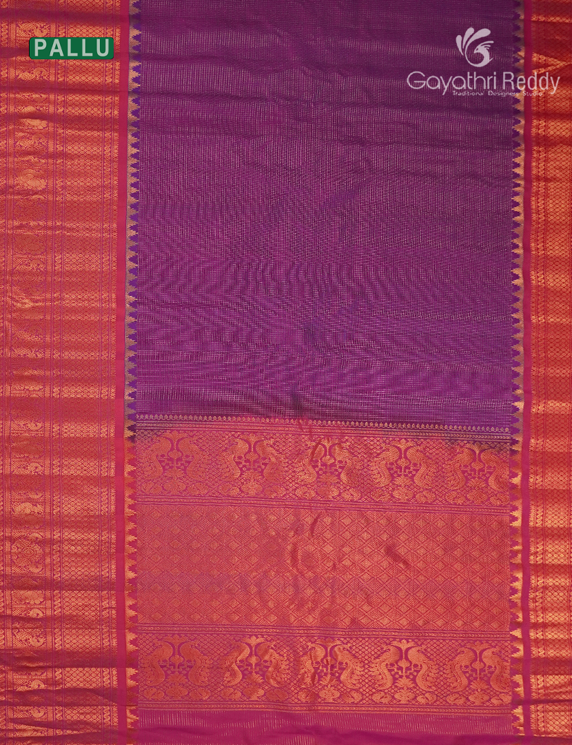 Pure Gadwal Silk Saree in Deep Purple and Pink