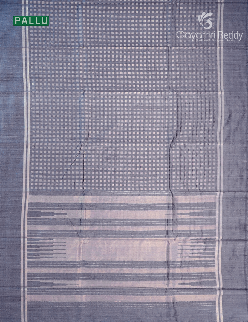Pure Khadi Pattu Saree in Steel Grey