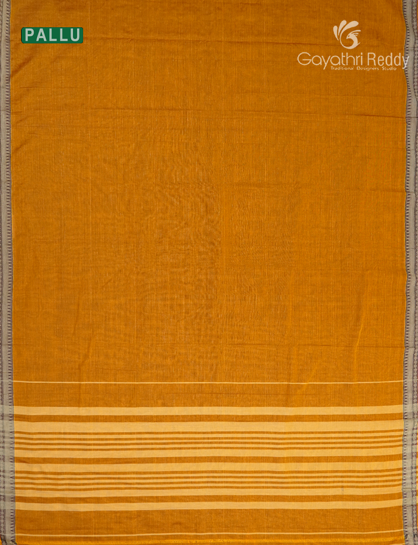 Pure Narayanpet Cotton Saree in Deep Mustard