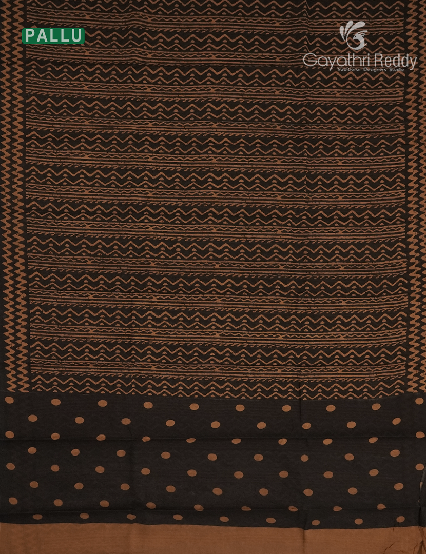 Pure MulMul Cotton Saree in Black and Mustard