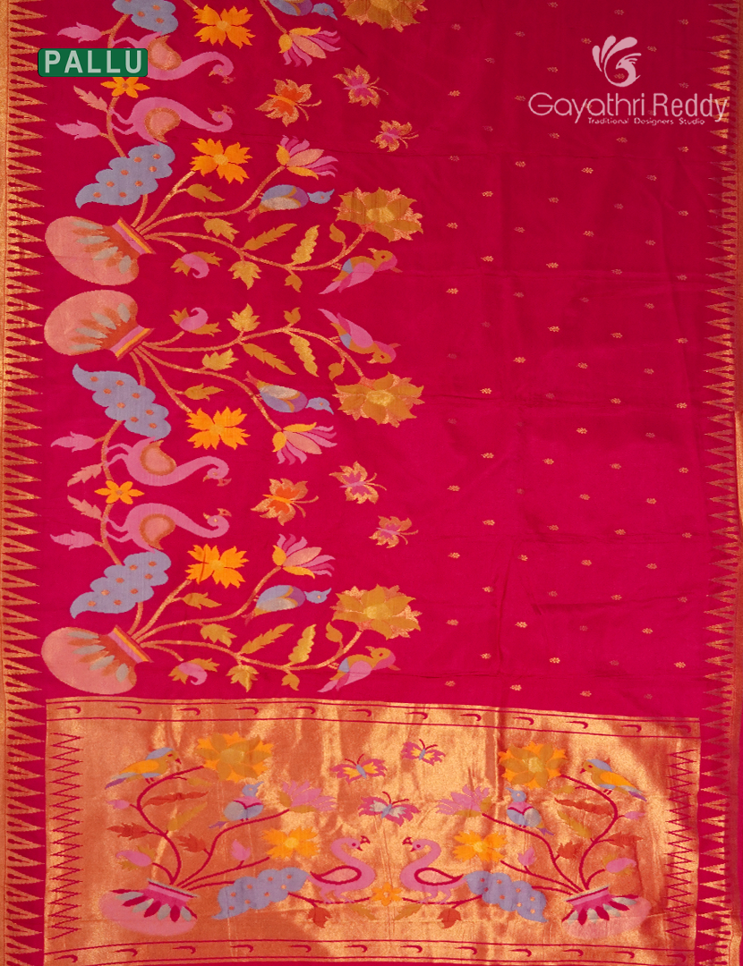 Pure Satin Silk Saree in Rani Pink