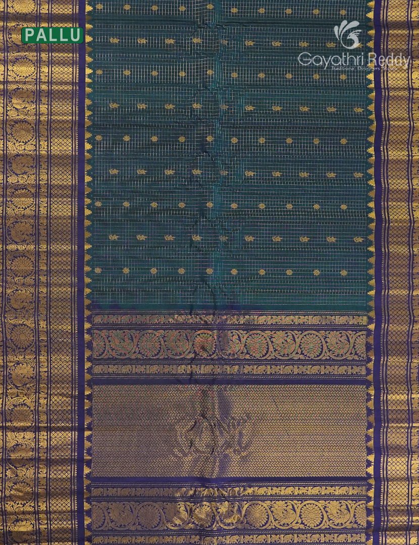 Pure Gadwal Silk Saree in Deep Peacock Blue and Navy Blue