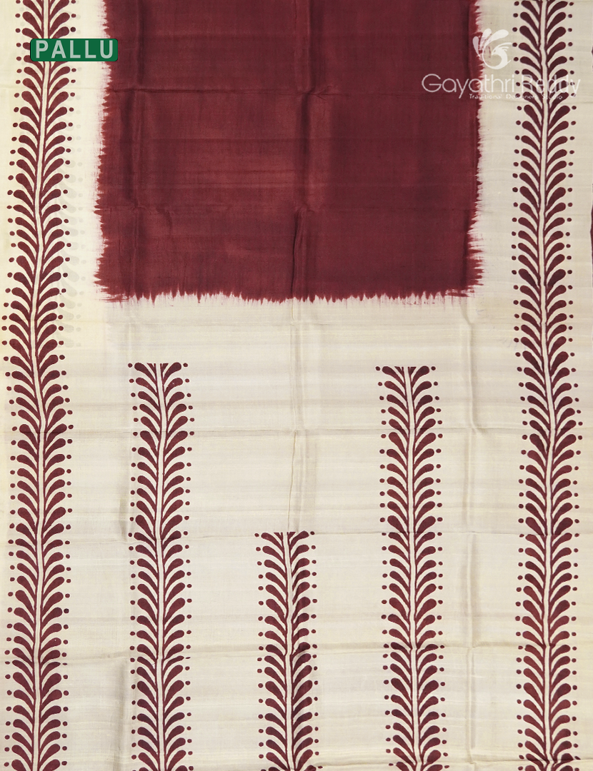 Pure Silk Saree in Brown and  Cream
