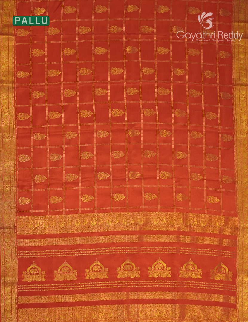 Pure Mysore Silk Saree in Orange