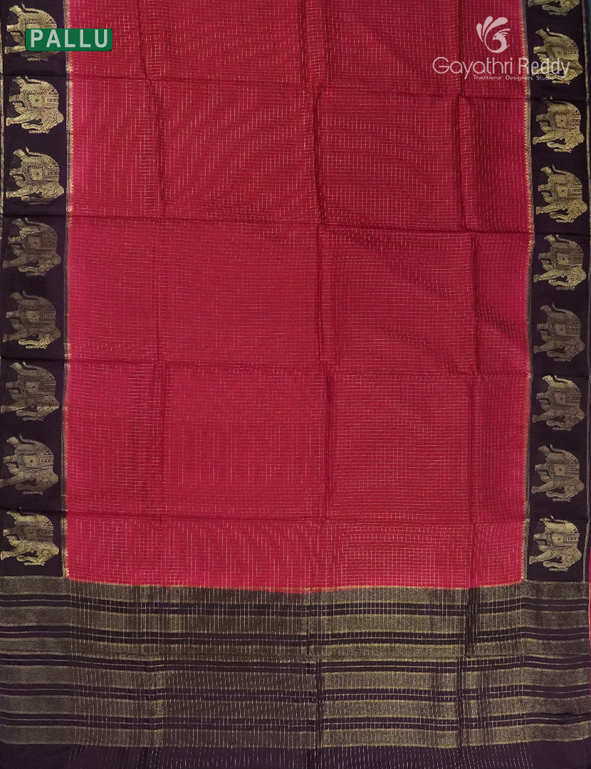 Semi Mysore Crepe Saree in Rani Pink and Deep Snuff